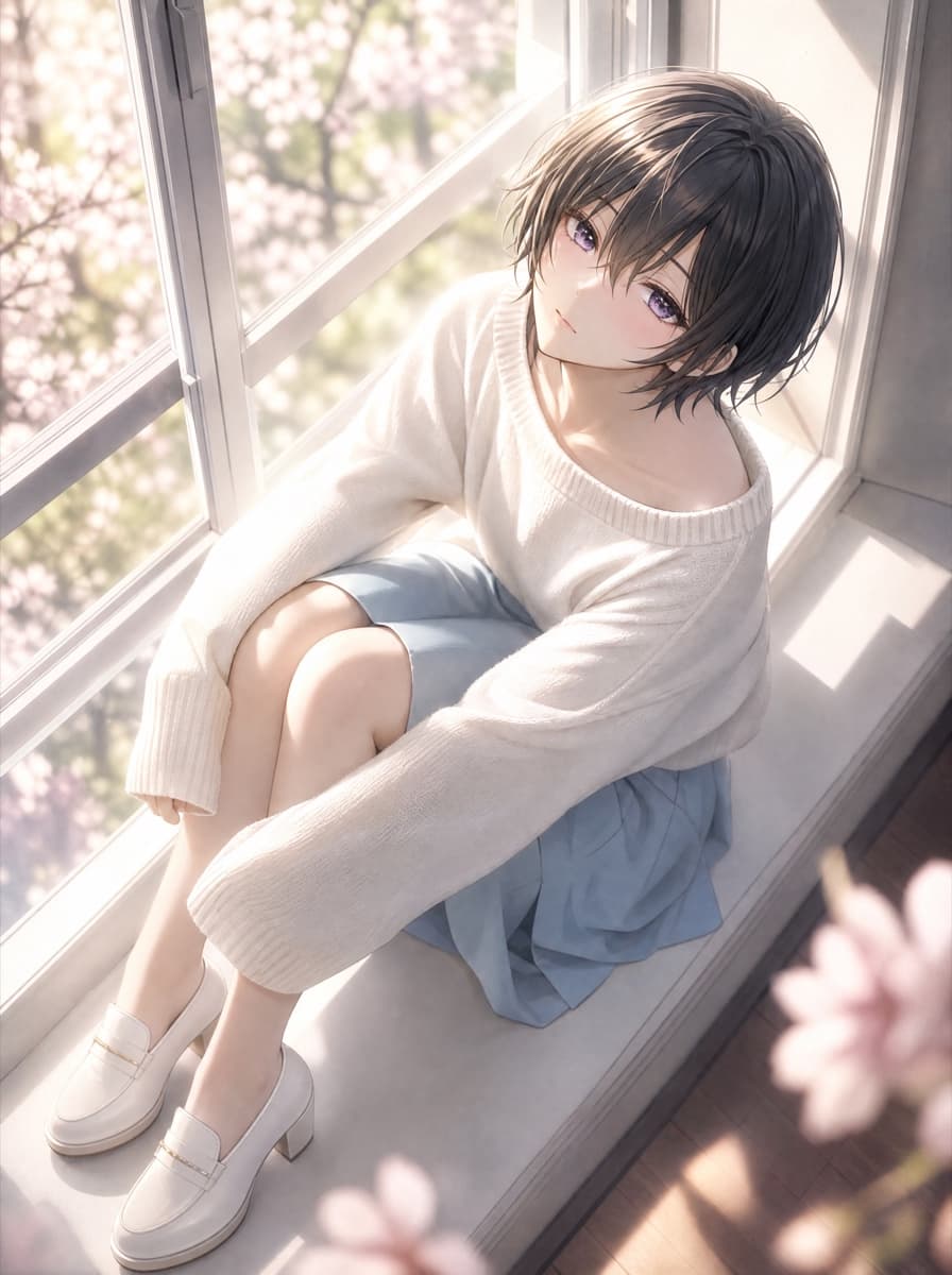 桜と窓辺で — キュロット衣装